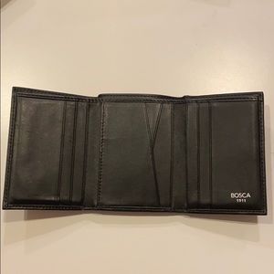 Bosca black trifold leather wallet